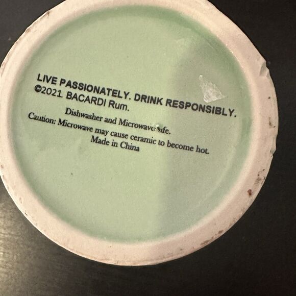 Bacardi Rum Tiki Totem Tumbler Cup Mug Mint Green Ceramic 16 Oz - Picture 6 of 7